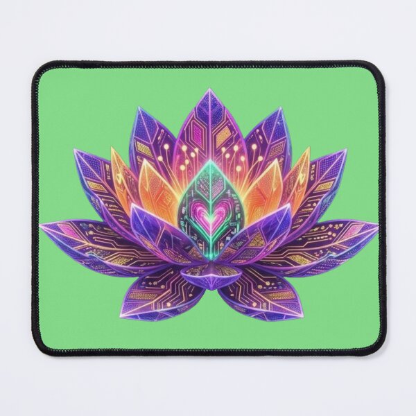 Item preview, Cyberpunk Lotus Flower Art | Neon Futuristic Zen Design designed and sold by RS-Globalist-.