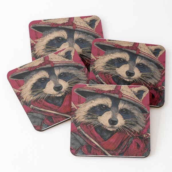 Item preview, Fantasy Red Black Raccoons Embodying Honor Illustrations designed and sold by ART ATTACK ZONE.