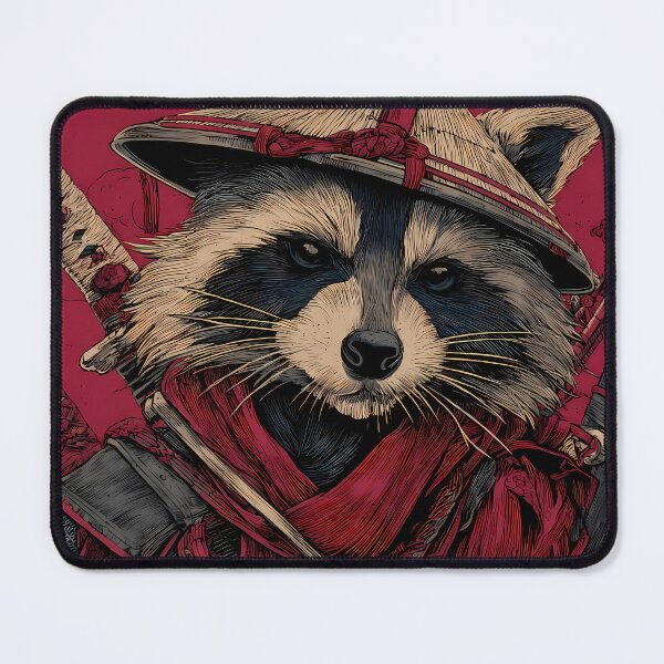 Item preview, Fantasy Red Black Raccoons Embodying Honor Illustrations designed and sold by ART ATTACK ZONE.