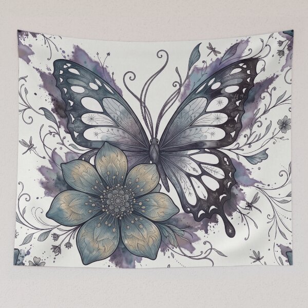 Item preview, Minimalist Butterfly Floral Silhouette designed and sold by MarCinu Art.