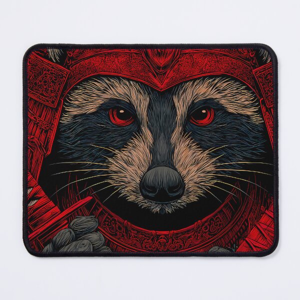 Item preview, Playful Fantasy Red Black Raccoons Embodying Illustrations designed and sold by ART ATTACK ZONE.