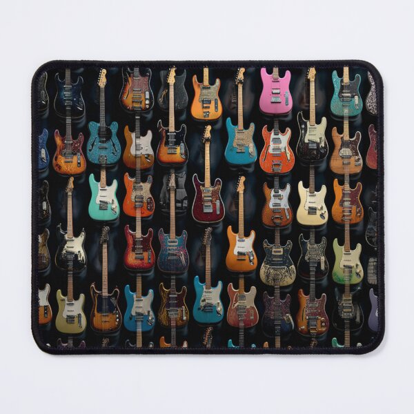 Item preview, All Types of Electric Guitars in One Frame – Colorful Vintage & Modern Guitar Collection Wall Art designed and sold by onubi.