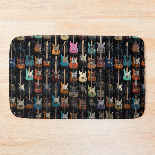 Item preview, All Types of Electric Guitars in One Frame – Colorful Vintage & Modern Guitar Collection Wall Art designed and sold by onubi.