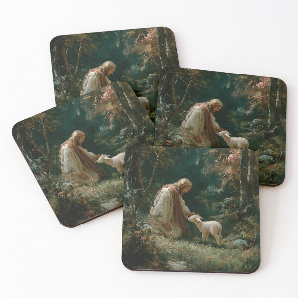 Item preview, Jesus with Lamb Good Shepherd Peaceful Forest Light designed and sold by daila70.