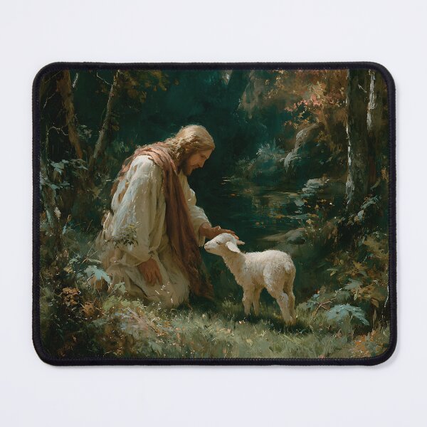 Item preview, Jesus with Lamb Good Shepherd Peaceful Forest Light designed and sold by daila70.