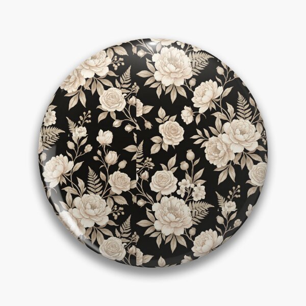Item preview, Black Background Floral Pattern – Beige & Ivory Roses with Soft Taupe Botanicals | Elegant Vintage Aesthetic designed and sold by Soulprint Art.