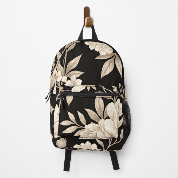 Item preview, Black Background Floral Pattern – Beige & Ivory Roses with Soft Taupe Botanicals | Elegant Vintage Aesthetic designed and sold by Soulprint Art.