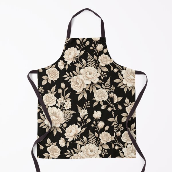 Item preview, Black Background Floral Pattern – Beige & Ivory Roses with Soft Taupe Botanicals | Elegant Vintage Aesthetic designed and sold by Soulprint Art.