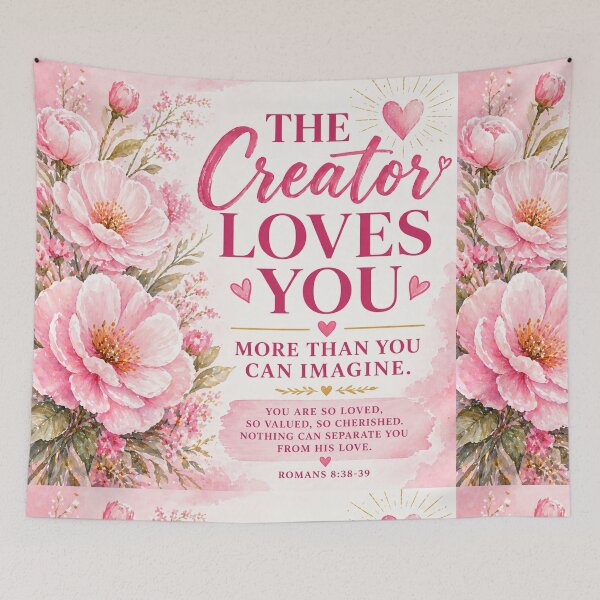 Item preview, The Creator Loves You More Than You Can Imagine – Christian Floral Pink Design designed and sold by FaithGratitude.