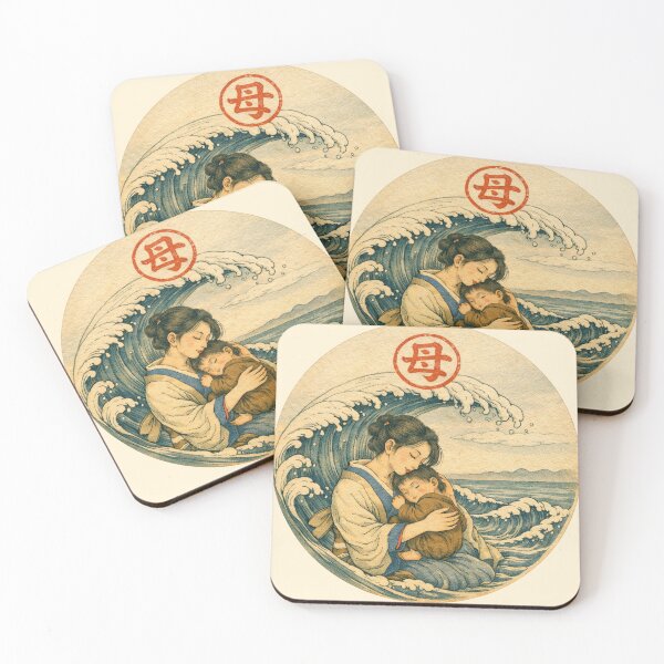 Item preview, Japanese Mother and Child Wave Vintage Ukiyoe Art designed and sold by VISO-art.