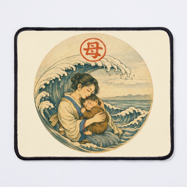 Item preview, Japanese Mother and Child Wave Vintage Ukiyoe Art designed and sold by VISO-art.