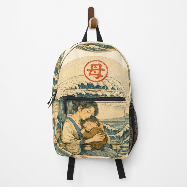 Item preview, Japanese Mother and Child Wave Vintage Ukiyoe Art designed and sold by VISO-art.