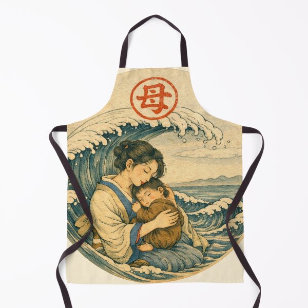 Item preview, Japanese Mother and Child Wave Vintage Ukiyoe Art designed and sold by VISO-art.