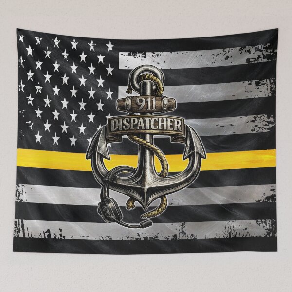 Item preview, 911 Dispatcher Anchor – Thin Gold Line American Flag Design designed and sold by artistwill.