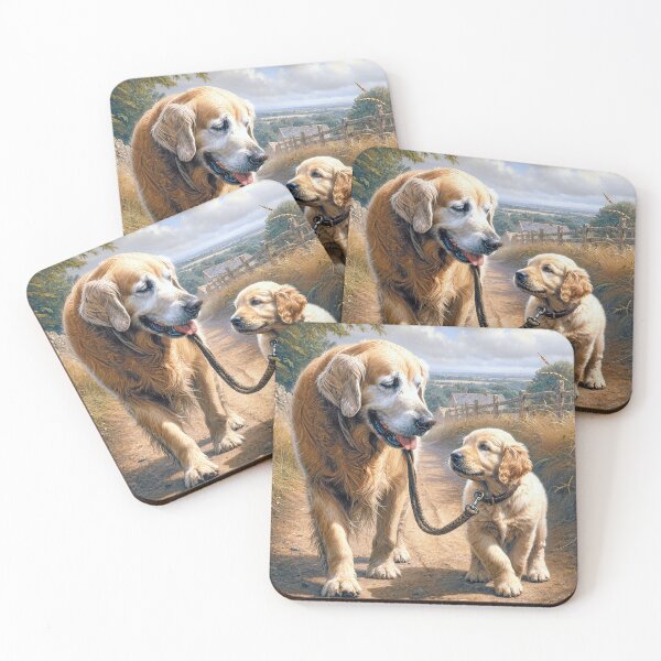 Item preview, Golden Retriever With a Puppy on a Leash designed and sold by Maria Dryfhout.