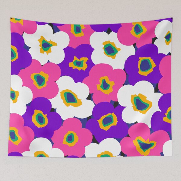 Item preview, Iconic Bold Modern Neon Flowers in Purple, White and Pink designed and sold by Deutschic.