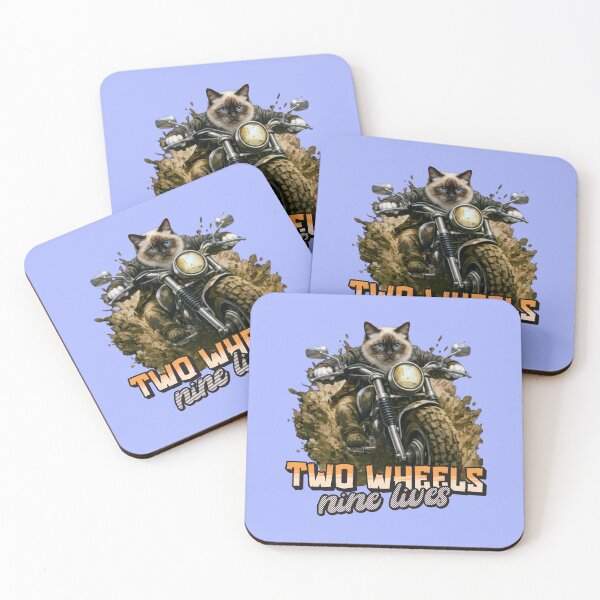 Item preview, Birman Cat Motorcycle Art – Two Wheels Nine Lives Biker Cat Print Design designed and sold by PixelsPaws.