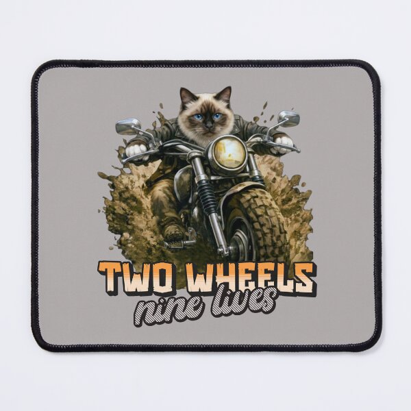 Item preview, Birman Cat Motorcycle Art – Two Wheels Nine Lives Biker Cat Print Design designed and sold by PixelsPaws.