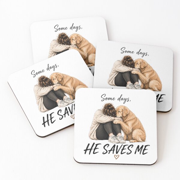 Item preview, Some Days He Saves Me – Emotional Dog and Human Bond Illustration-Dog Lover Tee designed and sold by RALYSHOP.