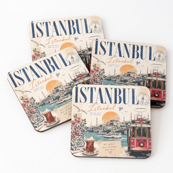 Item preview, Istanbul Travel Poster – Turkey Cityscape Art, Retro Vintage Aesthetic, Bosphorus Sunset Wall Art, Cultural Collage Design designed and sold by Kate1art.