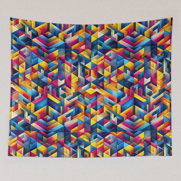 Item preview, Colorful Geometric Abstract Isometric Pattern Art designed and sold by Apex Designs.