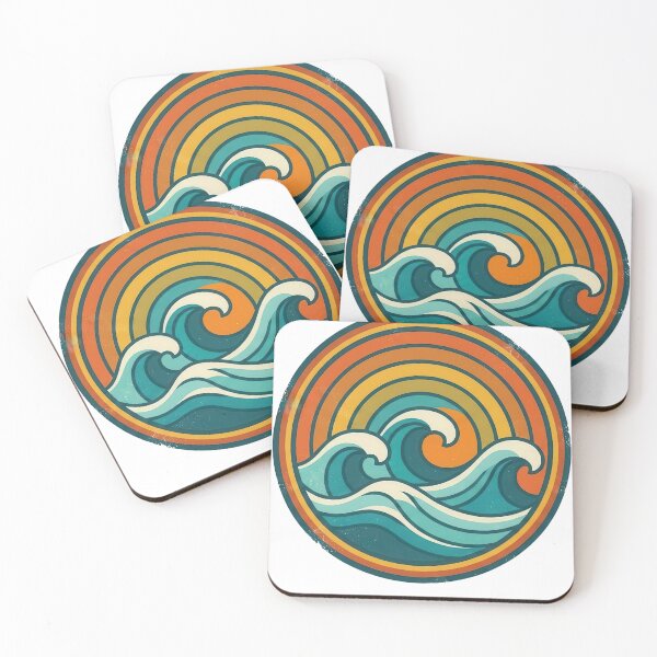 Artikelvorschau, Vintage Wellen Sonnenuntergang – Retro Surf Beach Design entworfen und verkauft von JA World - Art & Design.