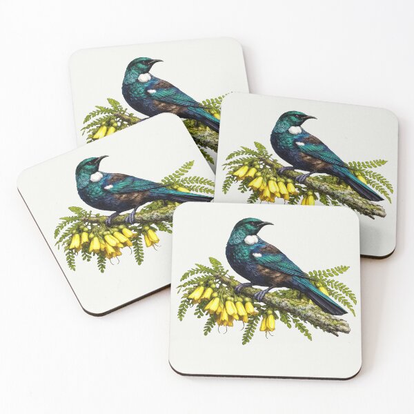Item preview, Tui Bird Perched on a Yellow Kowhai Branch designed and sold by kornkobart.