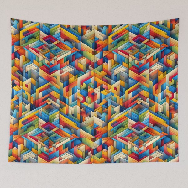 Item preview, Colorful Geometric Abstract Isometric Pattern Art designed and sold by Apex Designs.