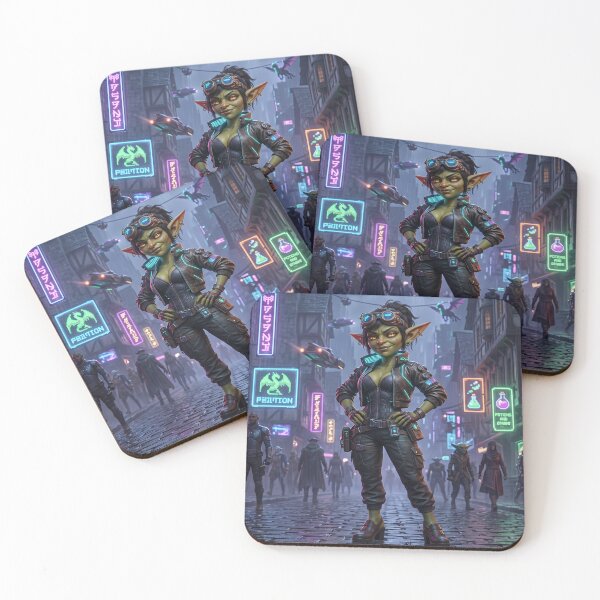 Item preview, Cyberpunk Goblin Techrunner - Emerald Neon Edition designed and sold by InspirAI.