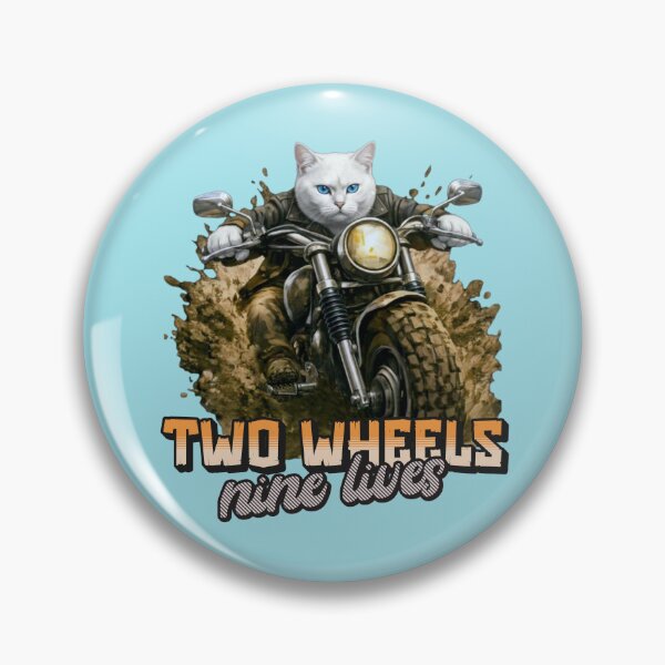 Item preview, White Cat Motorcycle Art – Two Wheels Nine Lives Biker Cat Print Design designed and sold by PixelsPaws.