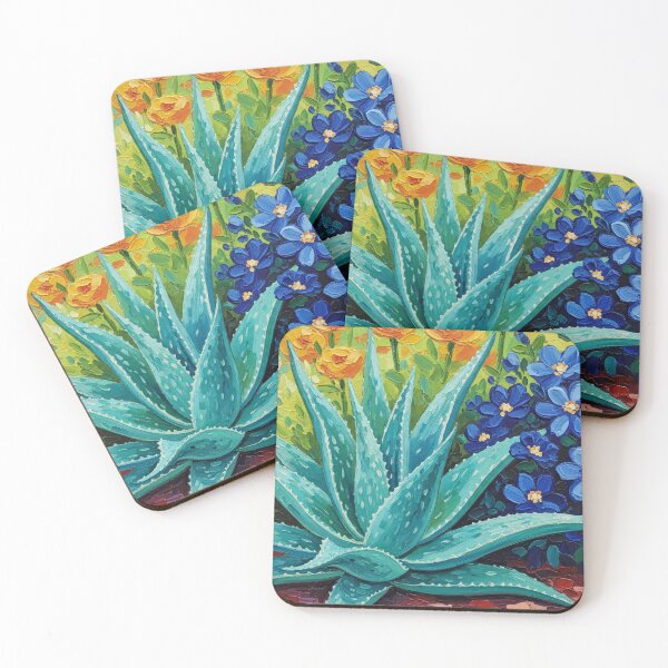 Item preview, Colorful Aloe Vera Garden Textured Painting designed and sold by PixorStudio.