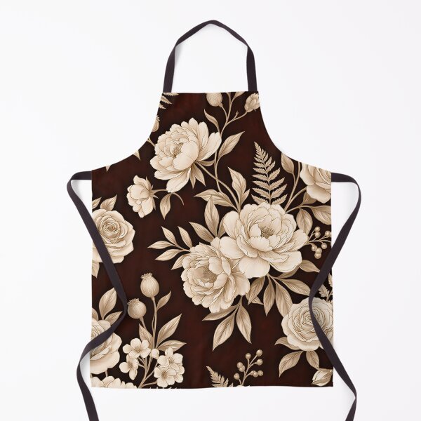 Item preview, Dark Brown Floral Pattern – Beige & Ivory Roses with Warm Taupe Botanicals | Vintage Elegant Aesthetic designed and sold by Soulprint Art.