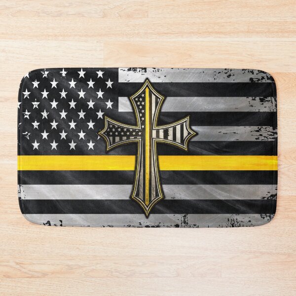 Item preview, Thin Yellow Line Cross – 911 Dispatcher American Flag Faith Design designed and sold by artistwill.