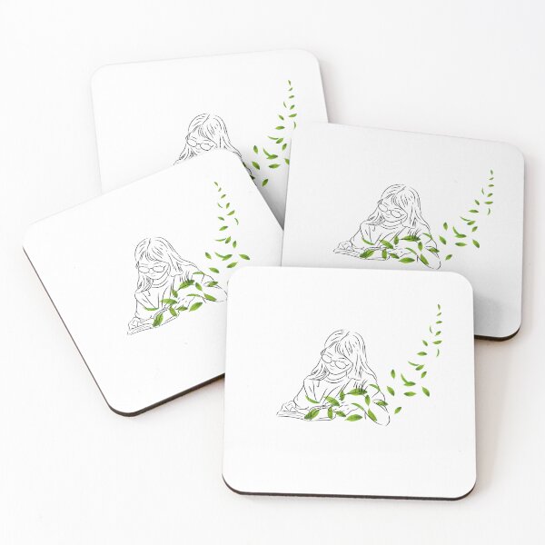 Item preview, Mindful Reading - Aesthetic Girl with Floating Green Leaves designed and sold by EarthScience.