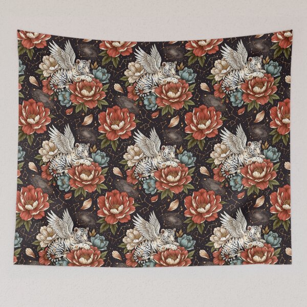 Item preview, Celestial Tigers and Peonies designed and sold by mmartabc.