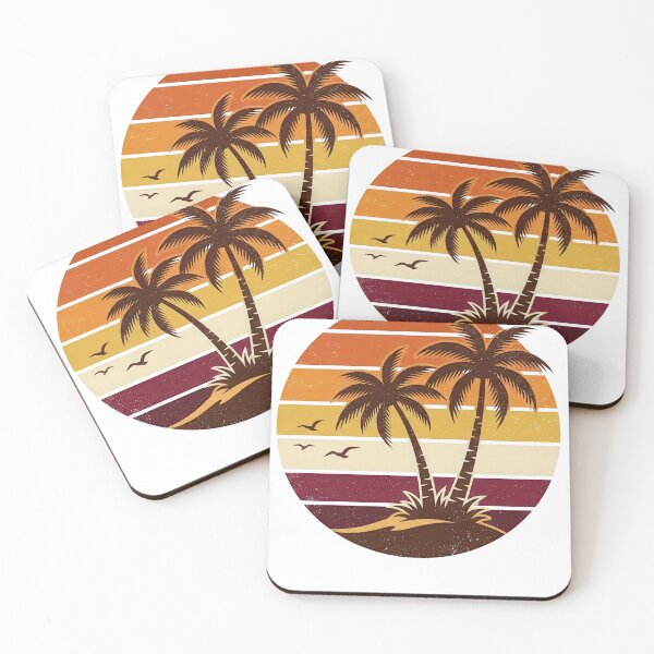 Item preview, Retro Palm Tree Sunset – Vintage Tropical Beach Design designed and sold by JA World - Art & Design.