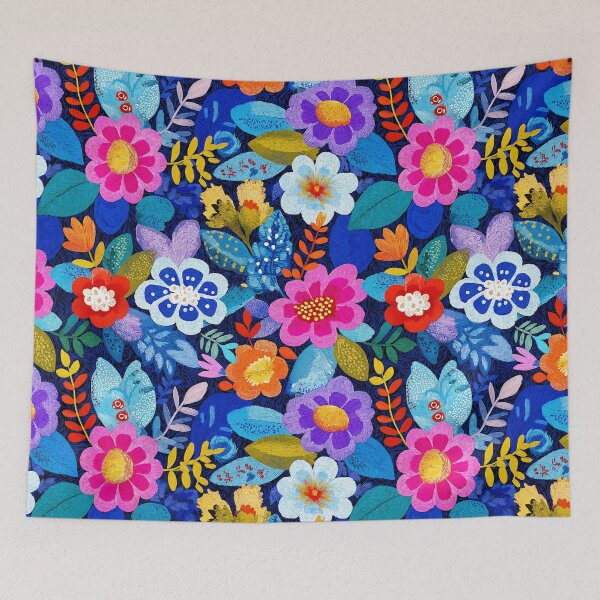 Item preview, Folk Art Floral Vibrant Blue And Pink Designs designed and sold by DEC02.