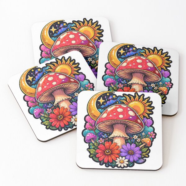 Item preview, Colorful Psychedelic Mushroom Aesthetic Sticker Design designed and sold by Sonhos coloridos.