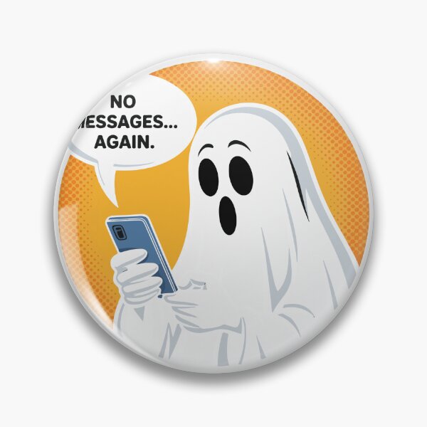 Item preview, No Messages Again Ghost Phone Funny Halloween Meme Sticker designed and sold by BlackBoneArt.