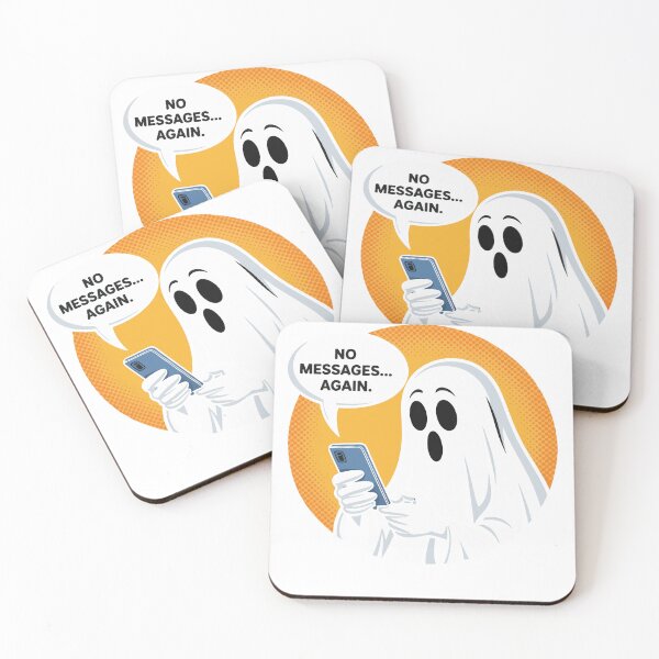 Item preview, No Messages Again Ghost Phone Funny Halloween Meme Sticker designed and sold by BlackBoneArt.