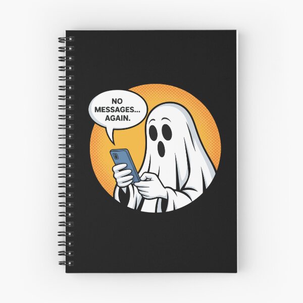 Item preview, No Messages Again Ghost Phone Funny Halloween Meme Sticker designed and sold by BlackBoneArt.