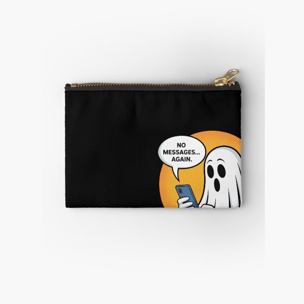 Item preview, No Messages Again Ghost Phone Funny Halloween Meme Sticker designed and sold by BlackBoneArt.