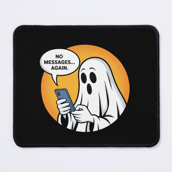 Item preview, No Messages Again Ghost Phone Funny Halloween Meme Sticker designed and sold by BlackBoneArt.