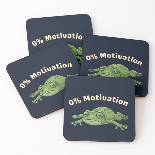 Item preview, 0% Motivation Frog Funny Lazy Mood Meme Cute Aesthetic Cartoon Design designed and sold by MoonVibe-studio.