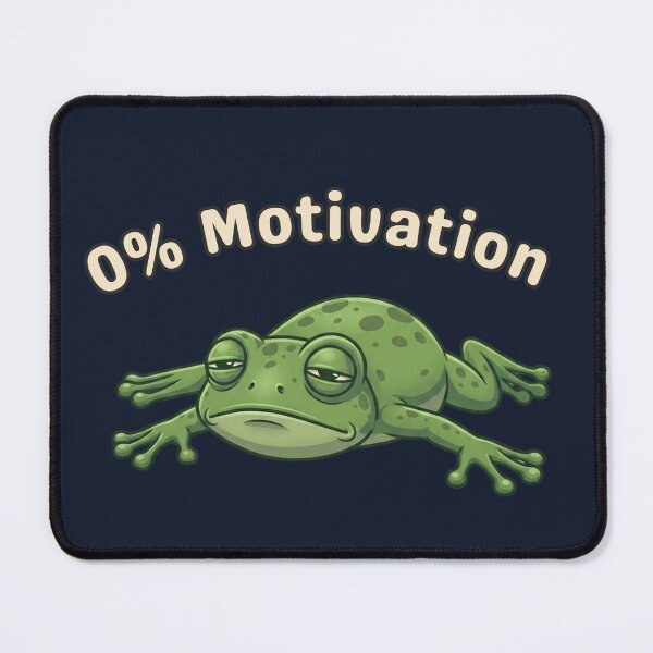 Item preview, 0% Motivation Frog Funny Lazy Mood Meme Cute Aesthetic Cartoon Design designed and sold by MoonVibe-studio.