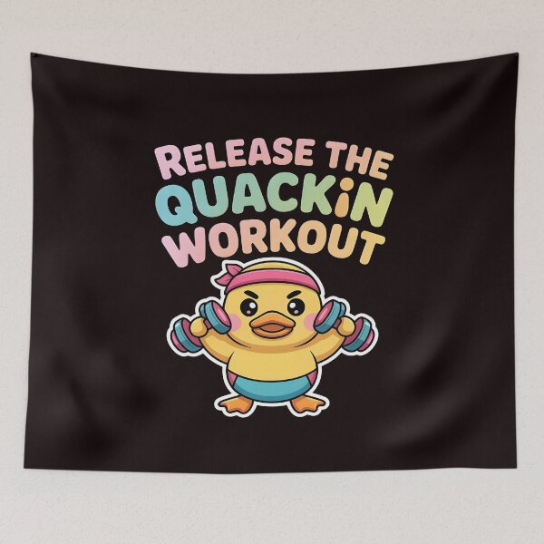 Item preview, Release The Quackin Workout – Duck Fitness Humor Bodybuilding Duck designed and sold by Redgiant87x.