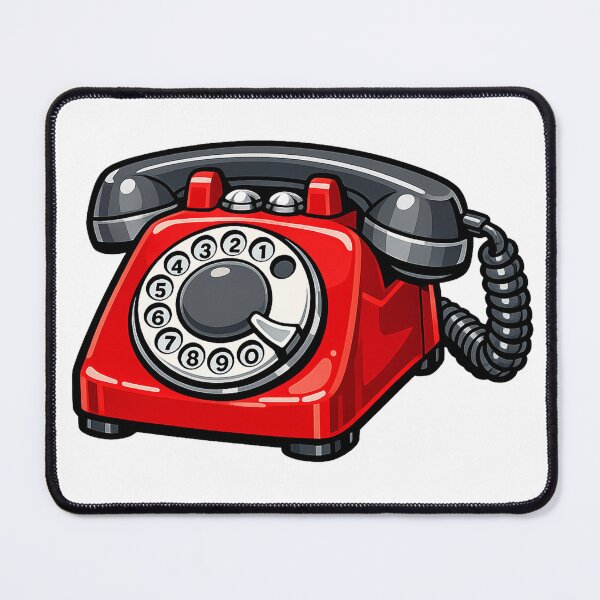 Item preview, Retro Rotary Phone Sticker 1970s Vintage Telephone Red Classic Desk Phone Nostalgic Analog Tech Old School Communication designed and sold by 486DesignCo.