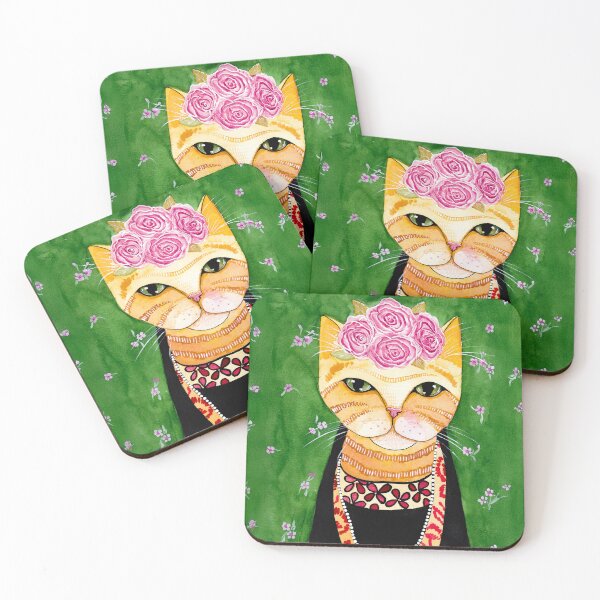 Item preview, Ginger Cat With Pink Flowers on Head designed and sold by KilkennyCat Art.