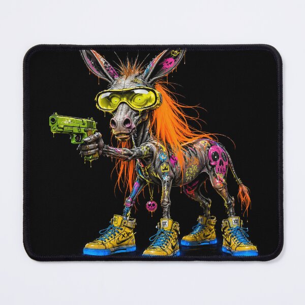 Item preview, Neon Donkey Alien Street Art T-Shirt | Psychedelic Gothic Graffiti Creature | Urban Cartoon Horror Design designed and sold by Atlas Digital 369.