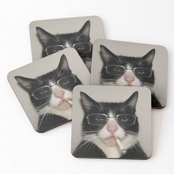 Item preview, Chill Middle aged Cat wearing glasses, smoking a cigarette. designed and sold by MorningFive.